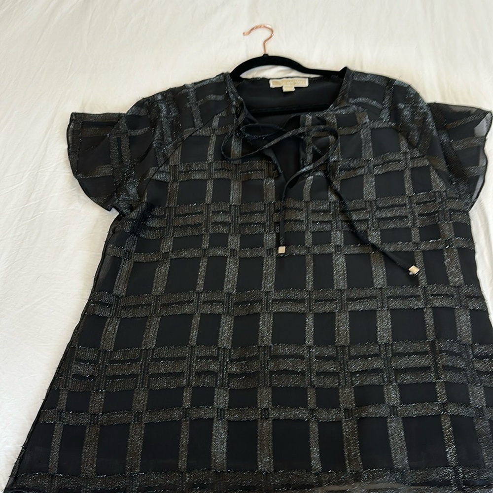 Michael Kors size L shimmer black blouse